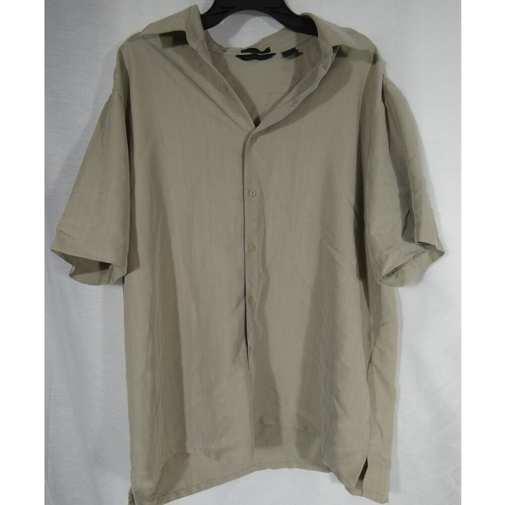 Axist Surf Soft Men's XL Tan Short Sleeves Button Up Collared Shirt Modal